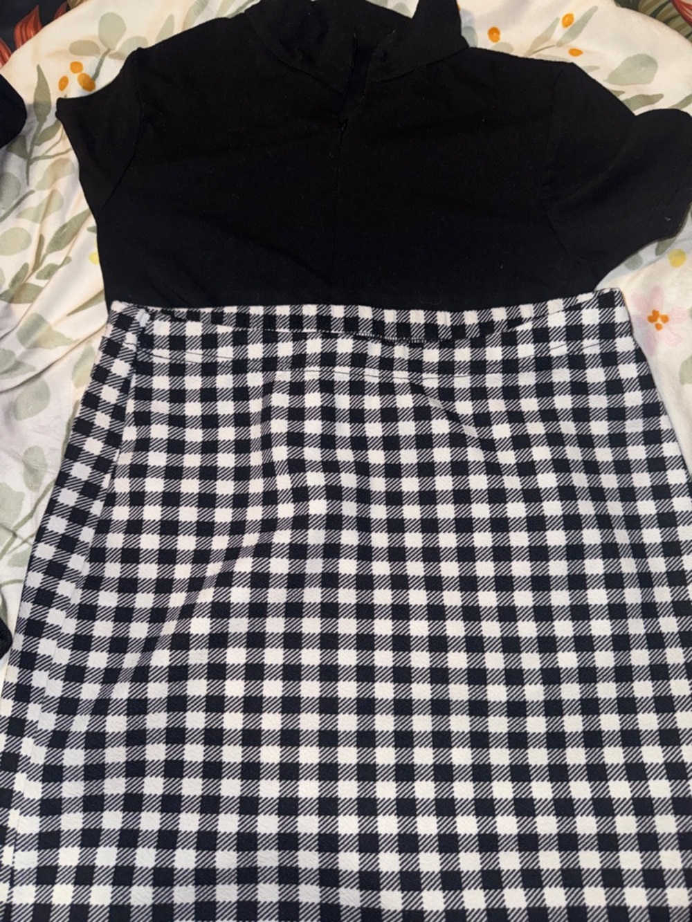 SHEIN Black and White Gingham High-Waist Pencil Skirt